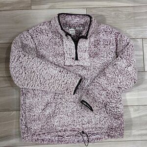 PINK Victoria Secret Frosted Luscious Plum Quarter Zip Sherpa